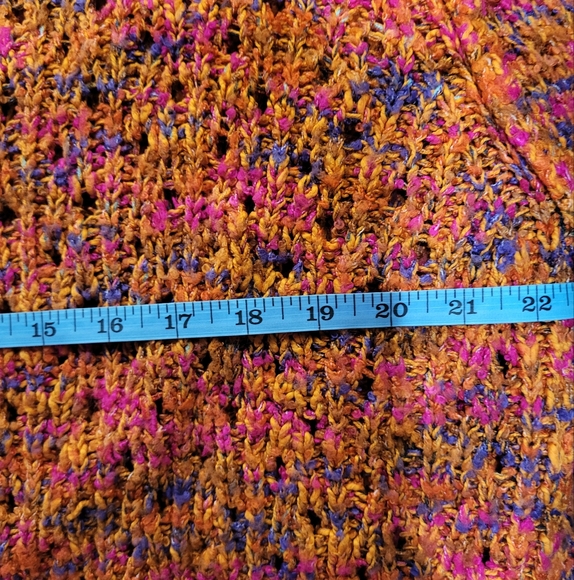 Chelsea & Theodore Confetti Knit V-Neck Oversized Sweater Orange Size M - Picture 5 of 7